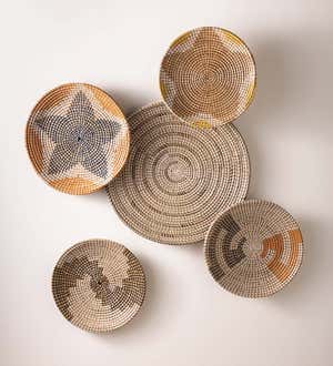 Geometric Woven Wall Baskets, Set of 5