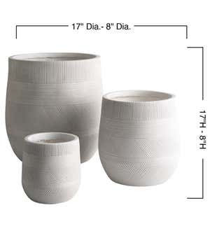 Round Stripe Fiber Clay Planters, Set of 3