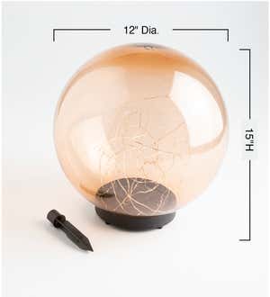 Amber Solar Lighted Globe Stake, Small