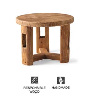 Rustic Reclaimed Pine Wood Side Table