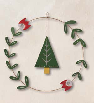 Whimsical Metal Holiday Tree Wreath