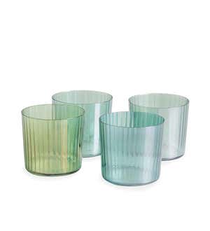 Hand-Painted Gem Glass Short Tumblers, Set of 4