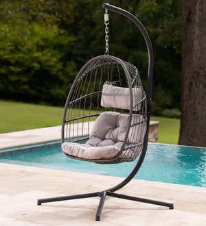 Gray Foldable Hanging Egg Chair and Stand