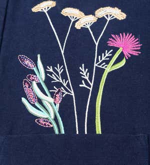Embroidered Wildflower Blue Smock Apron
