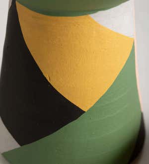 Geometric Clay Pedestal with Saucer Pot