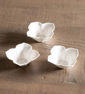 Porcelain Petaled Floating Tealight Holders, Set of 3