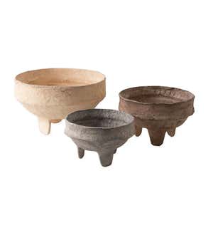 Fabric Mache Footed Bowls, Set of 3