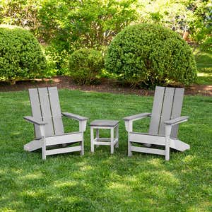 Aria Adirondack Natural Chair and Table, Set of 3