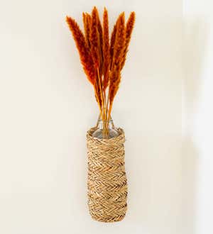 Hanging Seagrass Wrapped Bottle with Fountain Grass Spray