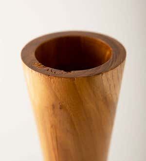 Glass Infused Teak Candle Holder, Tall