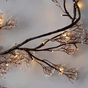 Indoor/Outdoor Lighted Faux Baby's Breath Tree, 4'