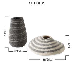 Felted Wool Vases, Set of 2