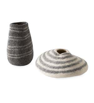 Felted Wool Vases, Set of 2