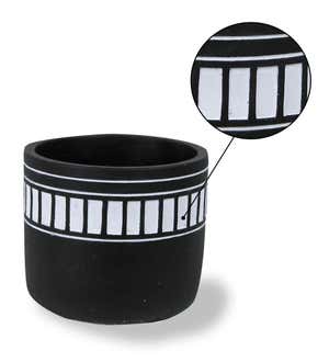Striped Band Cement Cachepot, Set of 3