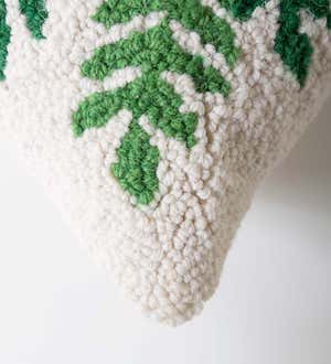 Houseplant Hand-Hooked Wool Decorative Throw Pillow, 16"Sq.