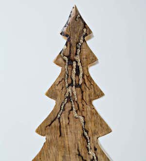 Wood Tree with Gold Glitter Inlay, Short