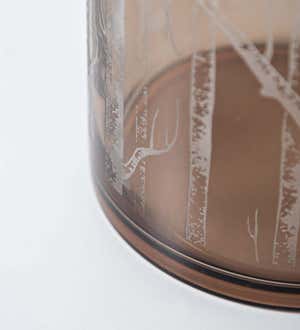 Birch Branch Etched Glass Hurricane, Large