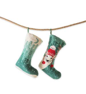 Hand-Hooked Wool Christmas Stockings