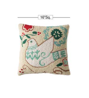 Mint Dove Hand-Hooked Throw Pillow, 16"Sq.
