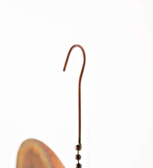 Hanging Flamed Copper Finish Triple Spinning Heart, Large