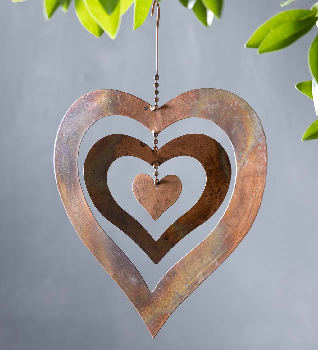 Rustic Metal Heart Hanging Home Decor Wall Art Gold Brass Color