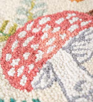 Mushroom Hand-Hooked Wool Decorative Throw Pillow