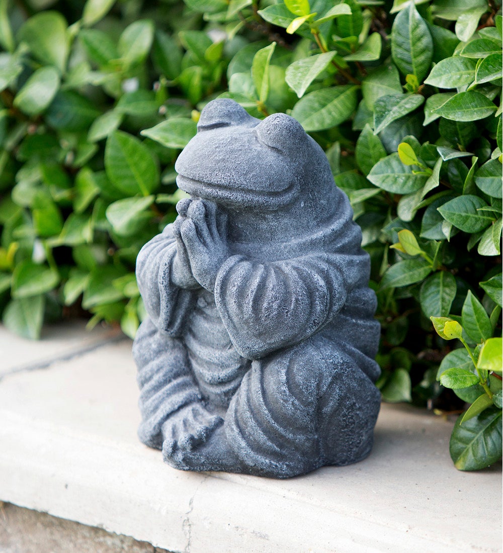 Praying Frog Volcanic Ash Statue