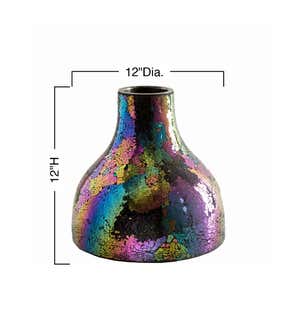 Rainbow Iridescent Glass Mosaic Firepot