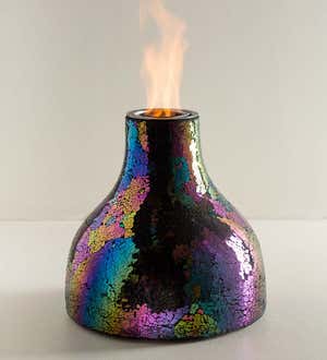 Rainbow Iridescent Glass Mosaic Firepot