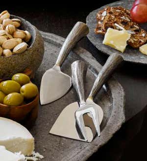 Stone Faux Bois Cheese Knife Gift, Set of 3