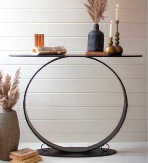 Black Oval Metal Console Table