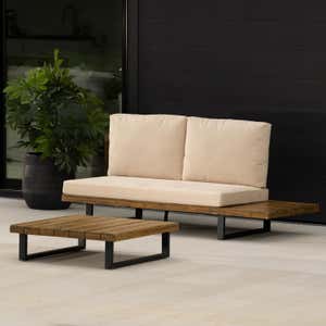 Outdoor Acacia Single Sofa + Coffee Table Set