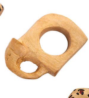 Artisan Carved Safari Animal Napkin Rings, Set of 6
