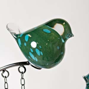 Blown-Glass Birds and Bells Garden Stake
