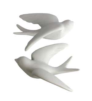 Ceramic Wall Sparrows, Set of 2