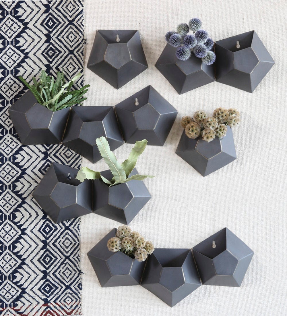 Hexagonal Iron Wall Vase Collection