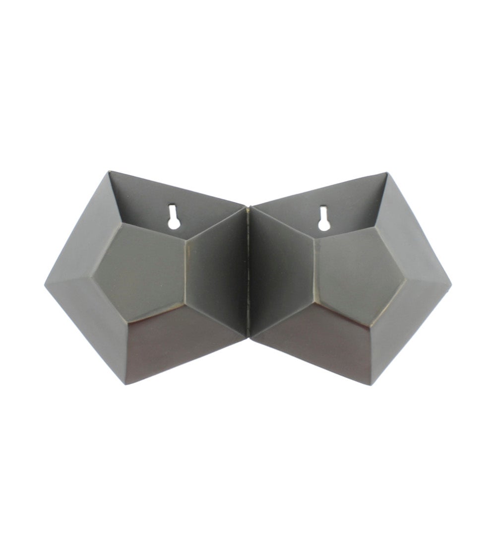 Double Hexagonal Iron Wall Vase