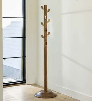 Mango Wood Tree-Shaped Hall Tree Coat Rack