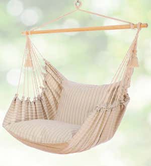 Upcycled Denim Hammock Swing Chair with Pillows