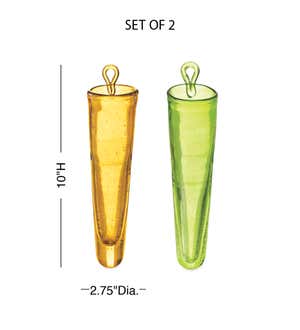 Blown Glass Hanging Wall Vases, Set of 2