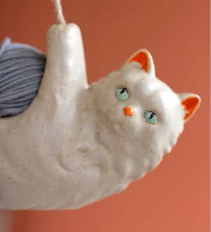 Ceramic Fluffy Cat Hanging Planter