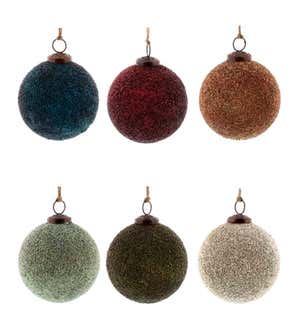 Crystalized Glass Beaded Ornaments, Set of 6