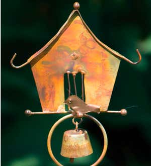 Copper-Flamed Bird House Garden Stakes, Set of 3