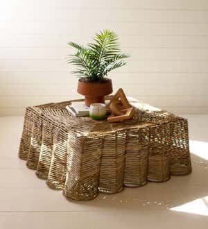 Scalloped Woven Seagrass Ripple Coffee Table