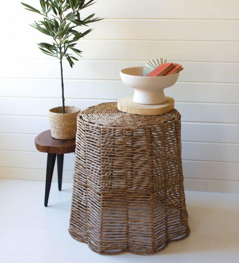 Woven Seagrass Ripple Side Table