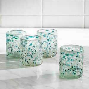 Blue Frost Confetti Recycled Pint Glasses, Set of 4