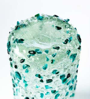 Blue Frost Confetti Recycled Glassware Collection