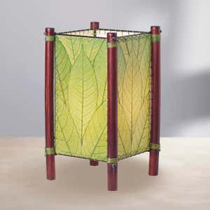 Handcrafted Rattan and Cocoa Leaves Table Lamp