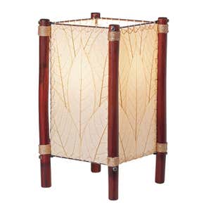 Handcrafted Rattan and Cocoa Leaves Table Lamp