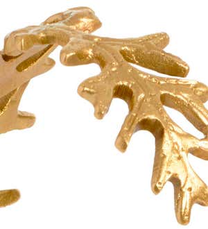 Sand Casted Brass Leaves Napkin Rings, Set of 4